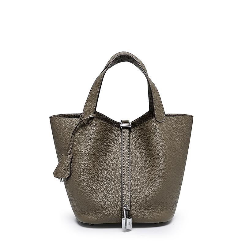

Women s bag new high-end niche first-layer cowhide vegetable basket bag genuine leather portable bucket bag women