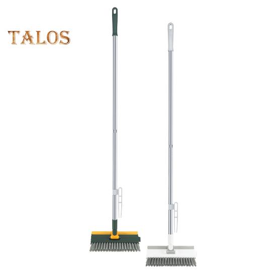 Cleaning Floor Brush Rotatable Scrub With Long Handle Grout Brush Scrape Vshape Stiff Bristle Cleaning Brush With Squeegee
