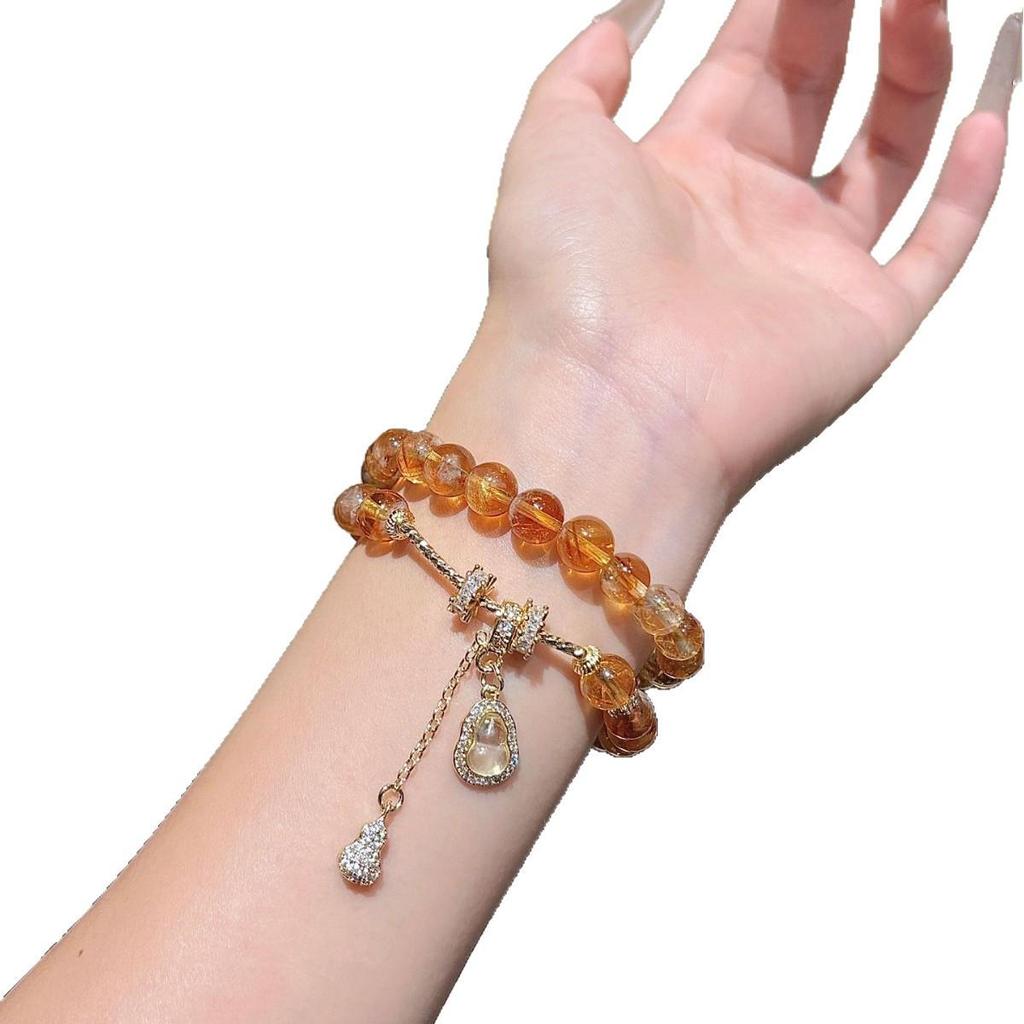 Yellow Pagoda Crystal Bracelet: Elegant Design Women's Jewelry Gift with Certificate