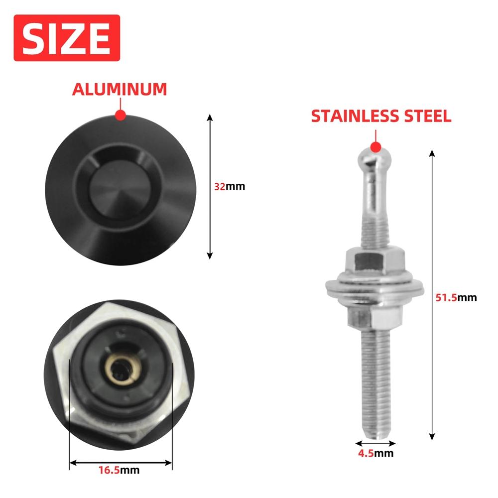 1Pc/4Pcs Universal 32MM Push Button Quick Release Hood Pins Engine Bonnet Lock Clip Latch Bumper Kit HL-1002