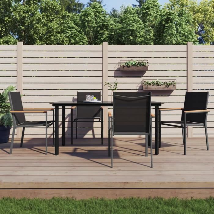 VidaXL Ensemble à manger de jardin 5 pcs noir textilène et acier 3187045
