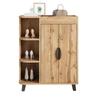 Narrow Shoe Cabinet, Double-Door, Shoe Rack with Open Compartments, Wood Look, Multi-Purpose Cabinet for Hallway, for Small Spaces, with Top Shelf