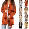Giacca cardigan di media lunghezza a maniche lunghe con stampa casual alla moda da donna per Halloween