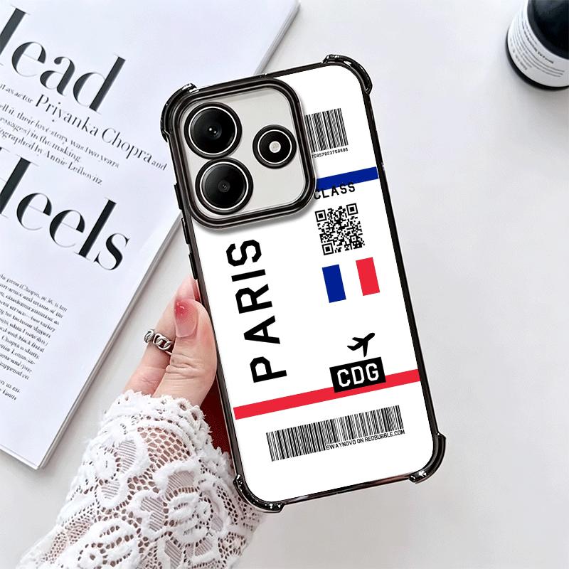 Travel Air Ticket Label Soft Phone Case For Xiaomi Redmi Note 14 15 Pro Plus 13 12 11S 11T 5G 10 9S 9 Plating Anti-Fall Fundas