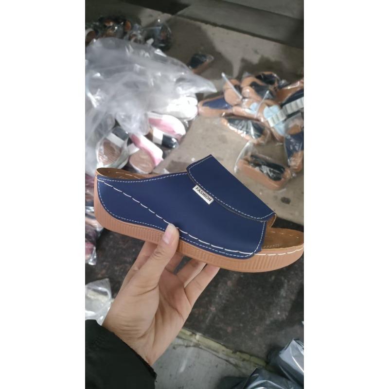 Yeni yaz dış ticaret kadın platform terlikler sınır ötesi büyük beden balık ağzı geniş şerit dolgu topuk platform ayakkabılar