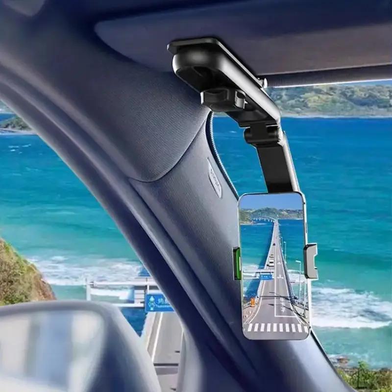 360 Degree Rotatable Universal Car Phone Holder Multifunctional Auto Rearview Mirror Seat Hanging Clip Bracket Cell Phone Holder