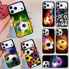 Fire Football Ball Soccer Phone Case For iPhone 17 Air 14 15 13 12 Max Cover For Apple 14 15 16 16e 11 Pro Max Plus Coque
