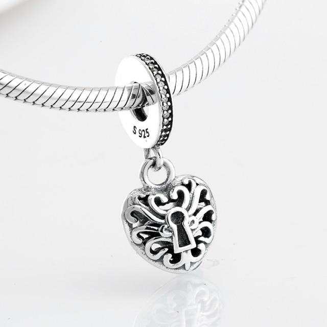 925 Sterling Silver Bead Openwork Sweet Hearts Crown Charms Beads Fit Jiuhao Bracelets Bangles Diy Womens Jewelry