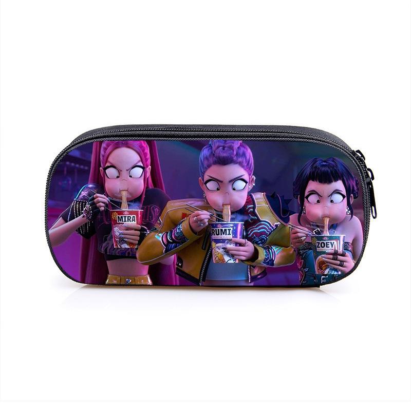 2025 Demon Hunters Cartoon Student Polyester Pencil Bag Secondary Element Stationery Box Fabric Pencil Case Hot