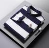 Gestreiftes Baumwollhemd für Herren mittleren Alters, langärmeliges T-Shirt für Herren mittleren Alters, ST-Shirt