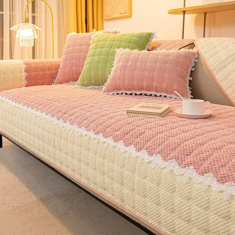 

Plush Corduroy Sofa Cushion Cover Non-slip Modern Simple Home Furniture Couch Protection Armrest Towel Pillowcase 70x70 cm 1pc