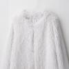 Womens Lazy Style Faux Fur Lined Coat Loose Fit Stand Collar Winter Outwear