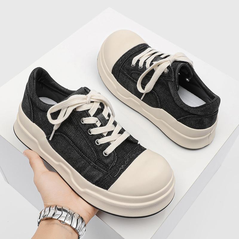Breathable canvas shoes New niche big head thick sole thick sole heightening casual shoes X