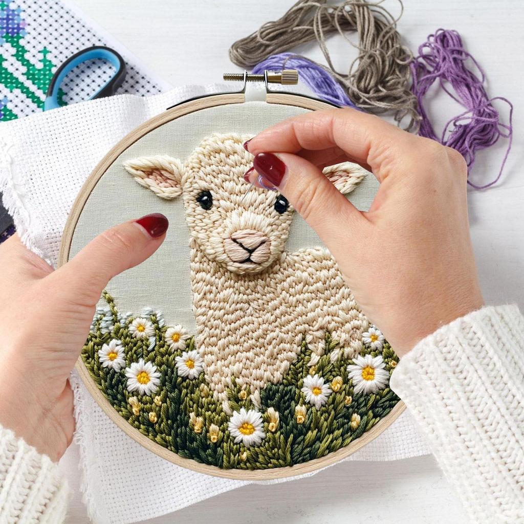 Punch Needle Kit for Beginners DIY Punch Needle Kits Hoop Embroidery Kit for AdultsStarter Craft Set Festival Gift