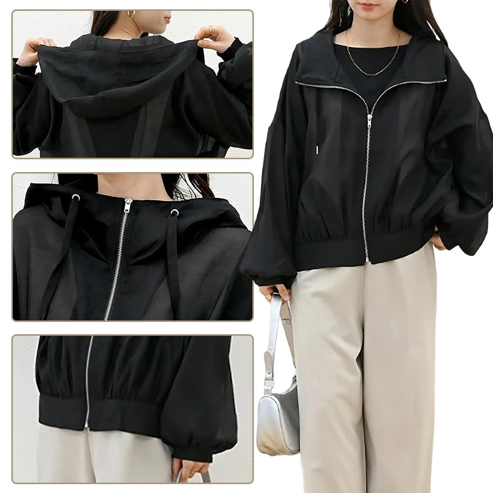 Sheer UV Sun Sheer Solid Long Air Conditioning UV Summer Loose Fit [NOLCCTN] Women's Blouson, Protection, Protection, Hoodie, Blouson, Jumper, Color,