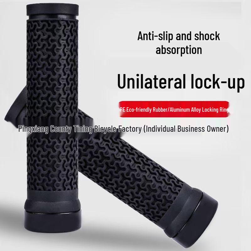 Anti-Slip Rubber Handlebar Grips for Mountain Bikes - Single-Sided Aluminum Lock-On