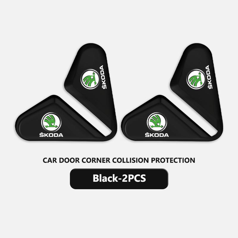 cqmes7 Silicone Car Logo Door Corner Cover Bumper Crash Scratch Protector Accessories For Skoda Kodiaq Fabia Kamiq Karoq Octavia 2 3