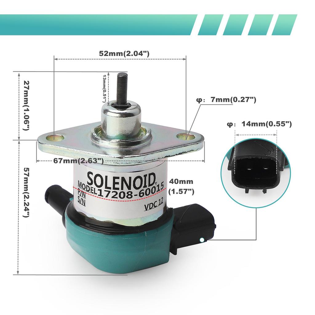 17208-60015 17208-60016 17208-60017 17208-60010 12V Stop Solenoid For Kubota D1005 D1105, D905 Fuel shutdown Shut Off solenoid
