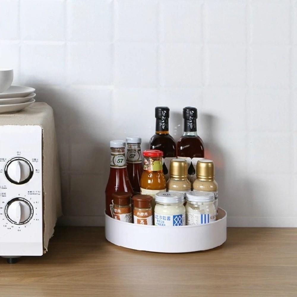 Non-Slip Turntable Storage Tray multifunctional Rotating Cabinet Organizer Storage Tray  Kitchen
