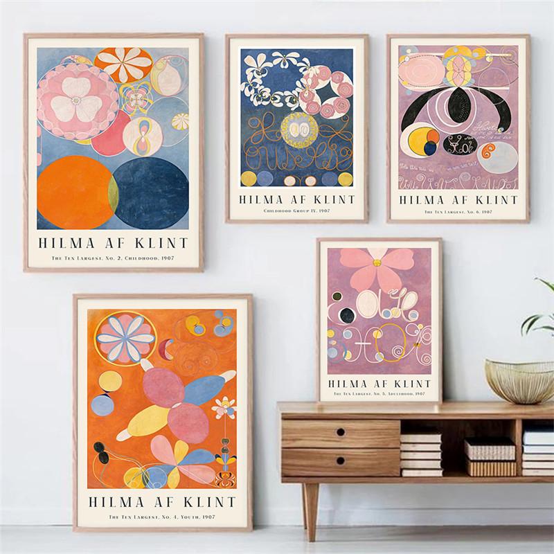 

Абстрактная геометрия, музейная выставка, холст, картина, настенное искусство, плакат «Хильма» и принты, украшение для гостиной, домашний декор, изображение