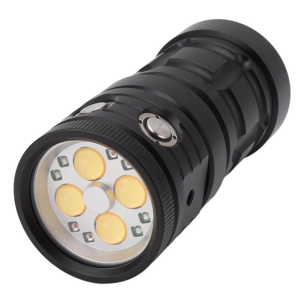 Scuba Diving Flashlight 18000LM 6000K IPX8 Waterproof USB Rechargeable LED Diving Torch Flashlight with 3 Light Source for 100M Underwater Activities