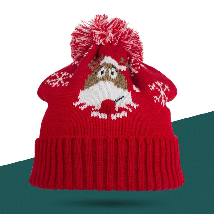 Trendy Santa Claus Beanie Hat Windproof Elk Knit Hat Wool Hat All-match Winter