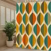 Retro vzor listů Závěs do sprchy Oranžová, zelená a hořčicová barva Design Mid Century Modern Dekorace Voděodolný Pozvedněte svůj prostor
