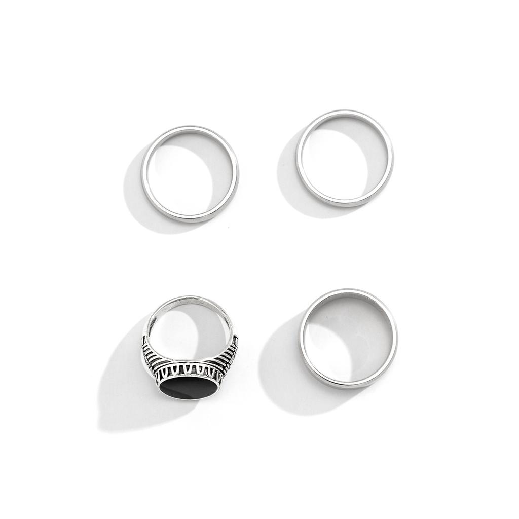 Stainless Steel Ring for Men High-End Fashion Personality Oil Drip Ring Set Men's Trendy Ring Set
