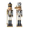 Standing Wooden Soldier Figurine with Blue-and-White Patterning for Shelf, Entryway, and Display Cabinet Arrangements