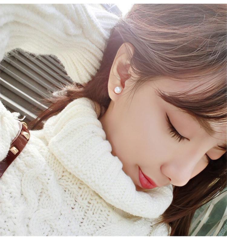 Boucles d'oreilles puces en argent sterling 925 et perles d'eau douce - Bijoux de mode style coréen pour Noël