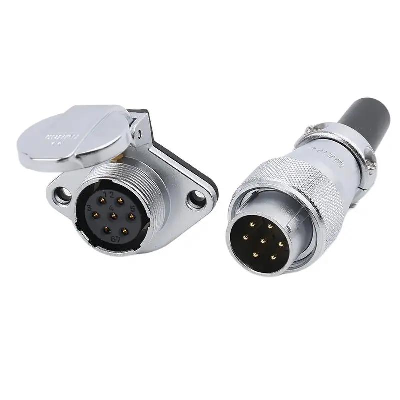 WEIPU WS20 TQ+ZG Multi Core 2 3 4 5 6 7 8 9 12 15Pin M20 Waterproof Connector Electrical Soldering Male Plug Female Socket