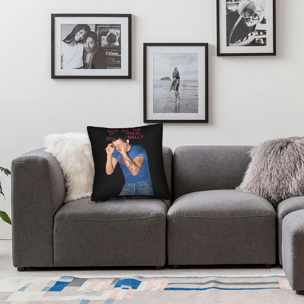 Harrys Styles Kiss All The Time Disco Occasionally Pillowcase Printed Cushion Cover Decor Pillow Case Cover Home Square 40*40Cm