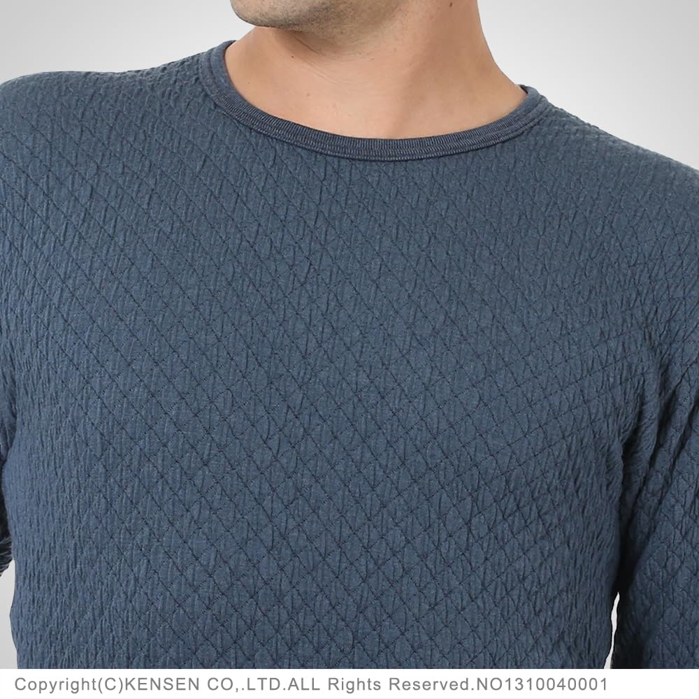 Hidamari Everest Long Sleeve Crew Neck Warm Triple Size Navy Men's Shirt, Underwear, Sapium, Layer, M, [QMS921]