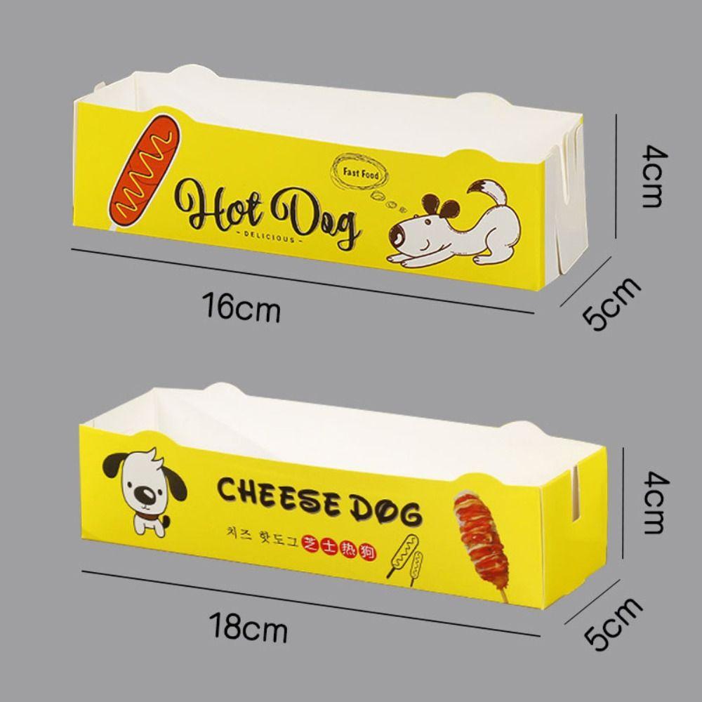 100PCS Boat Shape Sausage Tray Paperboard Takeaway Container Hot Dog Packaging Box Catering Use