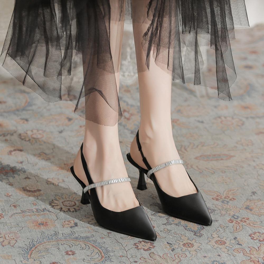 Fashion Sharp Pointed Slim Heeled High Heels Women 2025 New Summer French Rhinestone Back Air Sandals Womens Shoes sandals ladies shoes