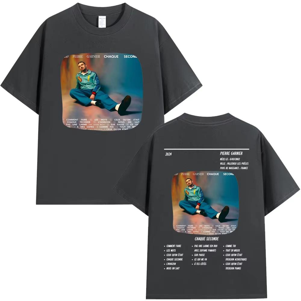 Pierre Garnier Chaque Seconde Album Tour Tshirts Mens Womens Clothing Vintage Fashion Tshirt pure Cotton Casual T Shirt
