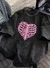 Vintage Washed Pink Ribcage Heart Graphic TShirt for Men Women Casual Short Sleeve Crew Neck Oversized Gothic Tee