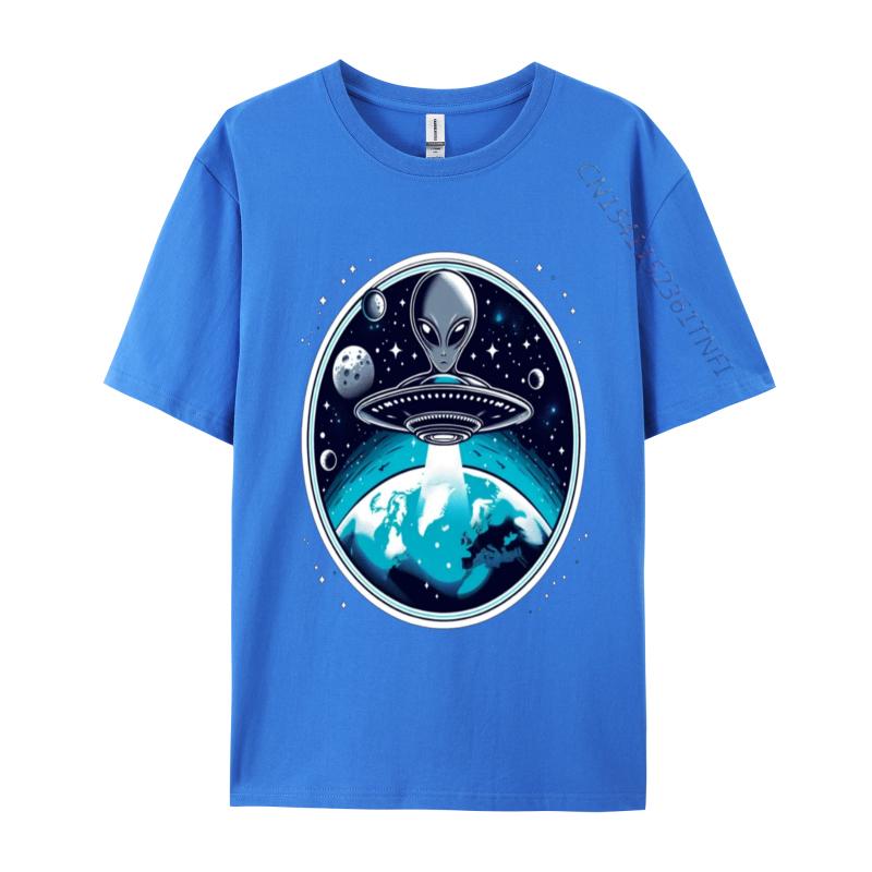 Grey Aliens In A Ufo TShirt T Shirt Brand Custom Cotton Men Tees Casual Loose TeeShirt Man Top Tshirts