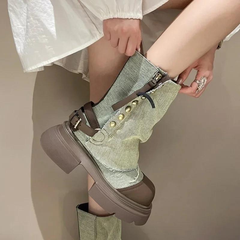 Fashion Comemore  Summer Flats Ankle Cowboy Chelsea Boots Winter Fad Platform Gladiator Goth Shoes 2024 Chunky Motorcycle Women cowboy