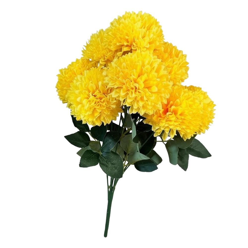 

9 Heads Artificial Dandelion Bouquet Dyed Edged DIY Floral Materials Chrysanthemum Bunch Silk Cloth Realistic Simulation Flowers жёлтый
