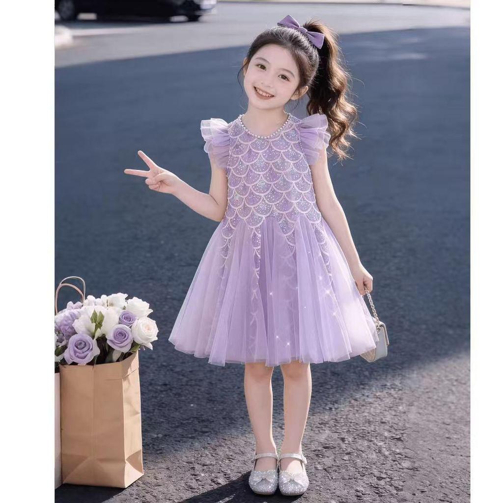 Girls' 2026 Mermaid Princess Summer Dress with Sequins