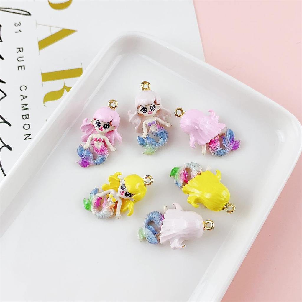 Colorful 3D Mermaid Princess Pendant for DIY Jewelry
