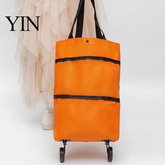 Sac de Courses Extensible à Roulettes Pliable avec Roulettes, Léger Portable Grande Capacité Chariot à Provisions Chariot, Trolley Imperméable en Tissu Oxford pour Et