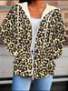 Leopard Print 3D Printed Hooded Cardigan Plus Size Autumn Winter Retro