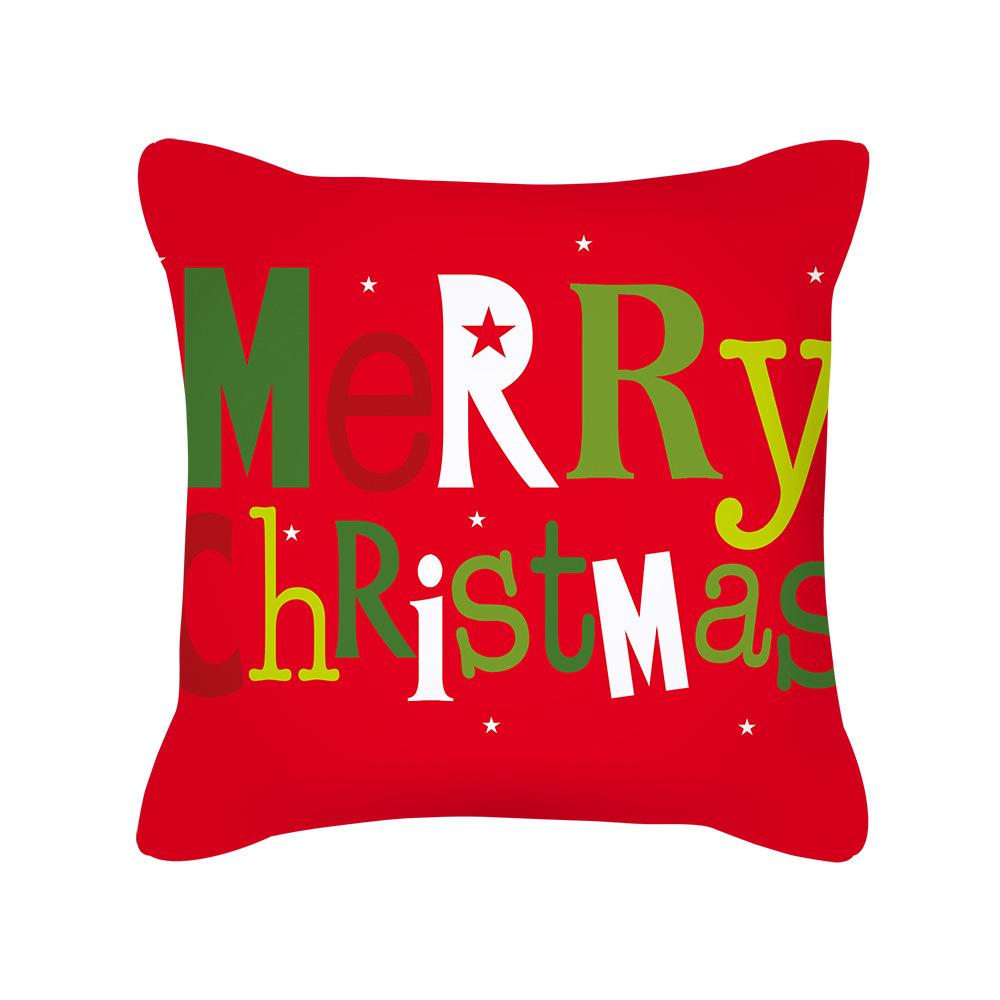 Cartoon Christmas Pillow Case Holiday Gift Letter Snowman Red and Green Pillow