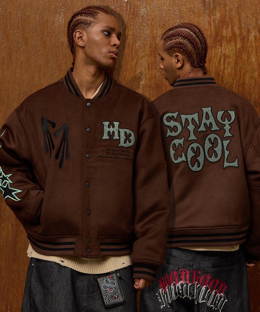 Hoodhood Stay Cool Varsity Jacket Brown