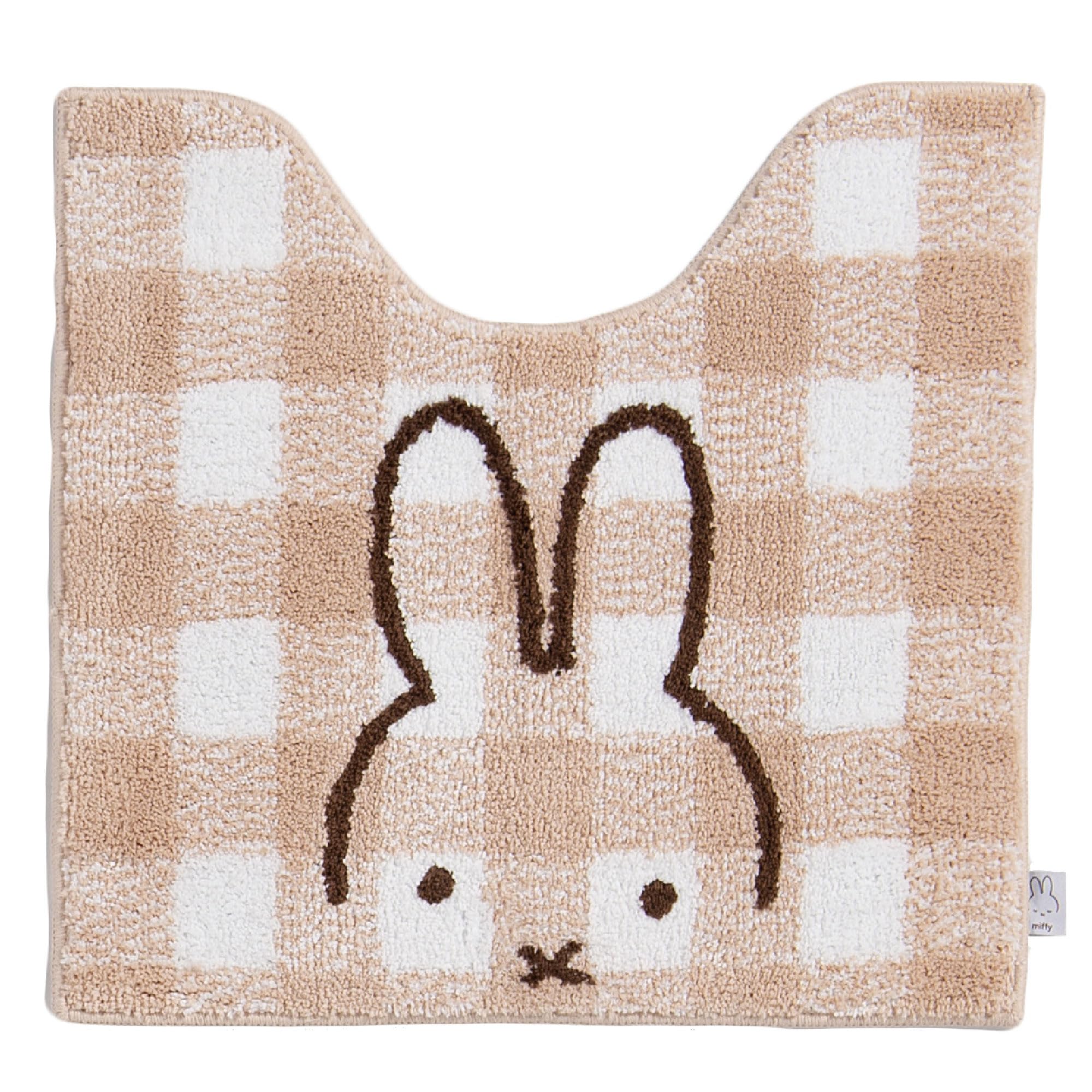 

Senko Miffy Check Line Toilet Mat, Approx. 58 x 60 cm, Beige, Character Animal, Miffy 66982