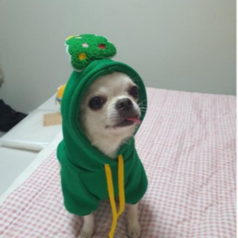 

Pet Dog and Cat Hoodies for Autumn and Winter, Medium-sized Dog and Christmas Holiday Clothes XXL зелёный
