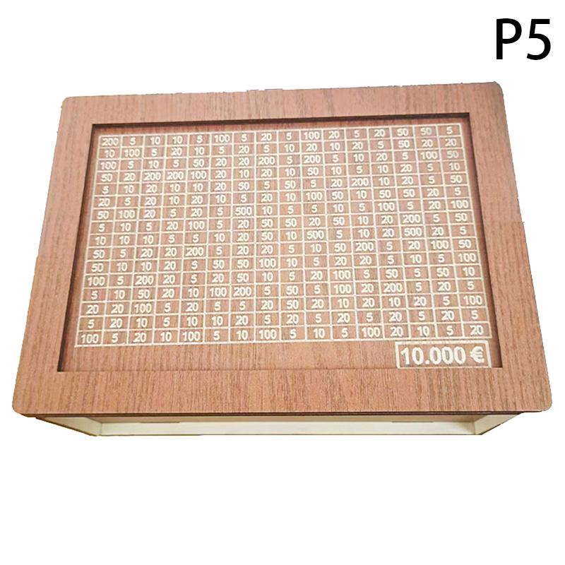 Cutie de bani decorativă din lemn natural cu pușculiță contor realizată manual pentru copii creativi de economisire a banilor Obiectiv 10000 euro