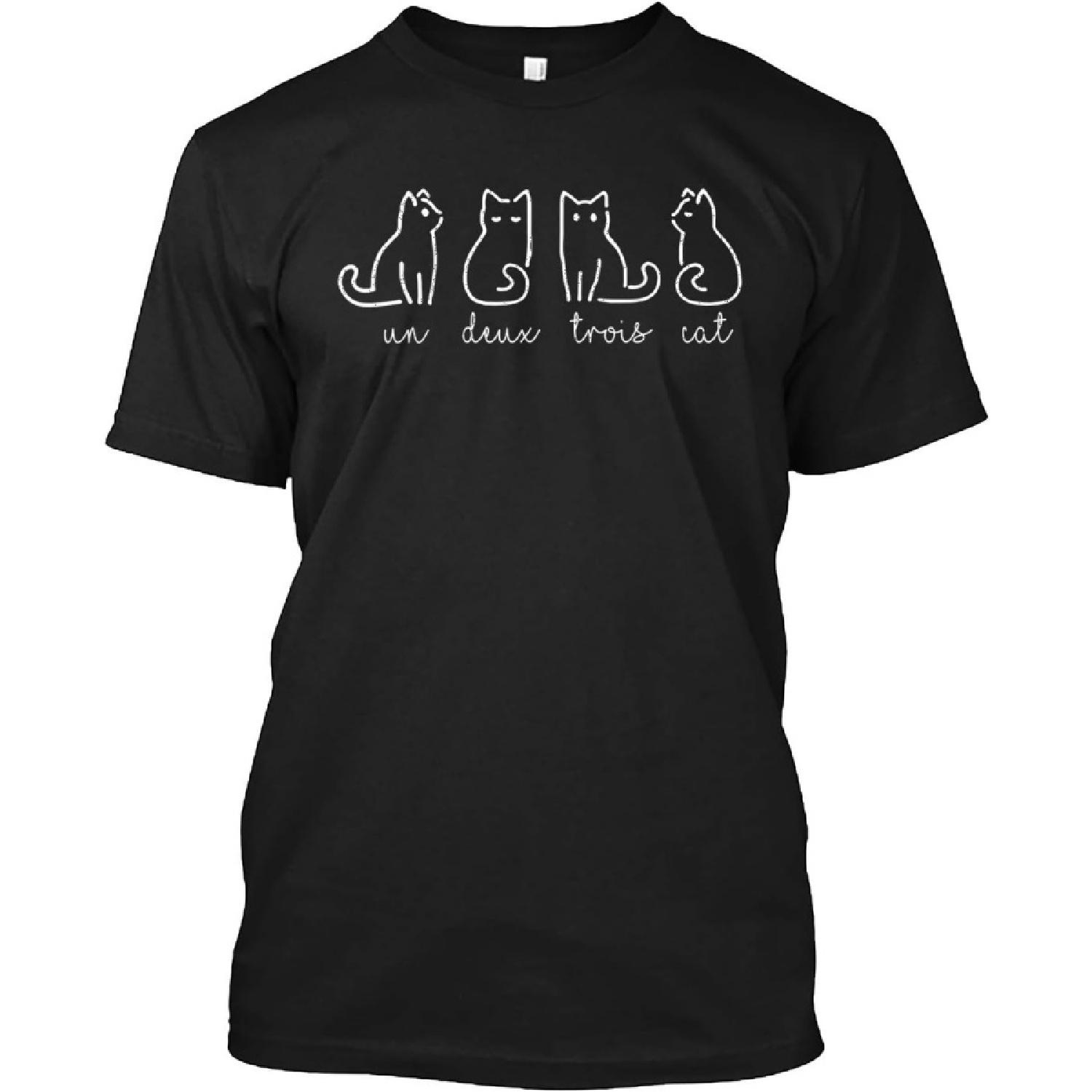 Cute Abstract Un Deux Trois Cat French Kitty T-Shirt Long Sleeve tee for Women Men XXXXXL разноцветный